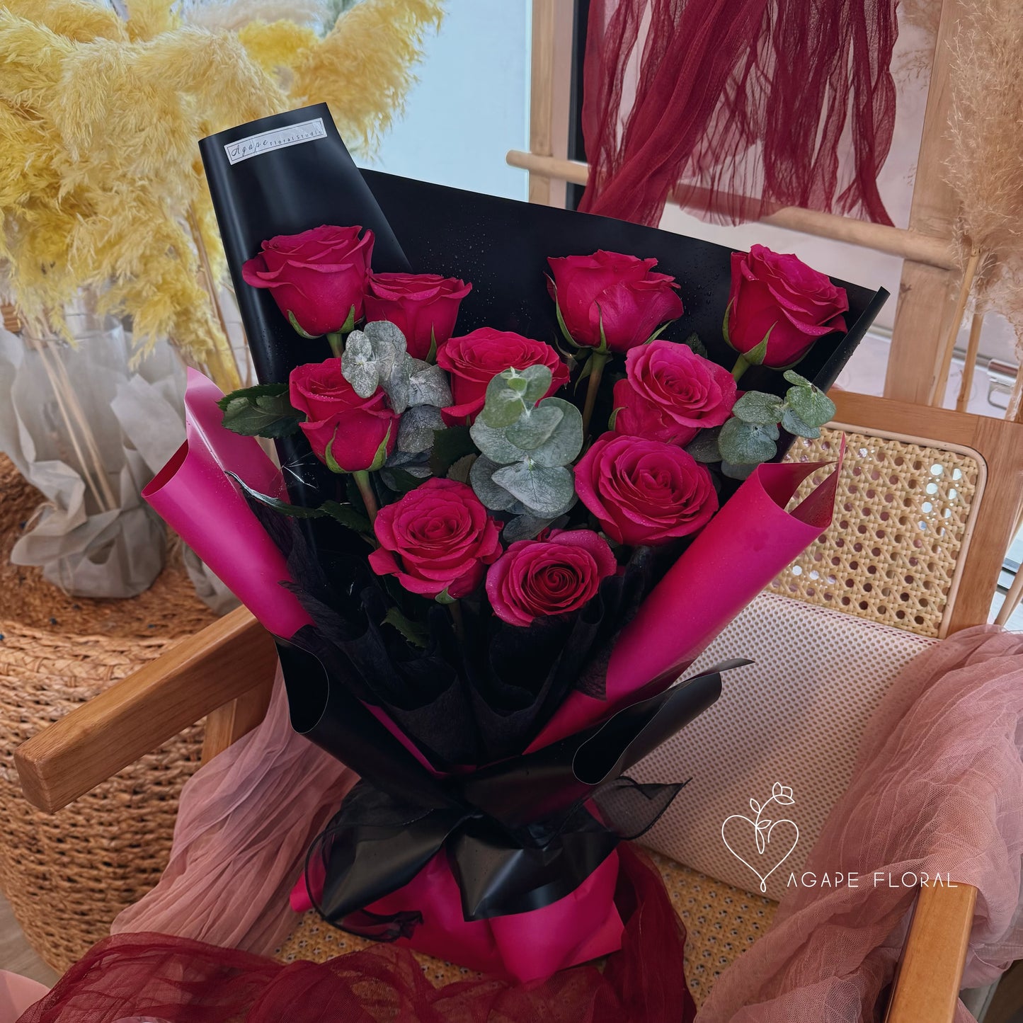 Classic Hot Pink Rose Bouquet (VDAY)