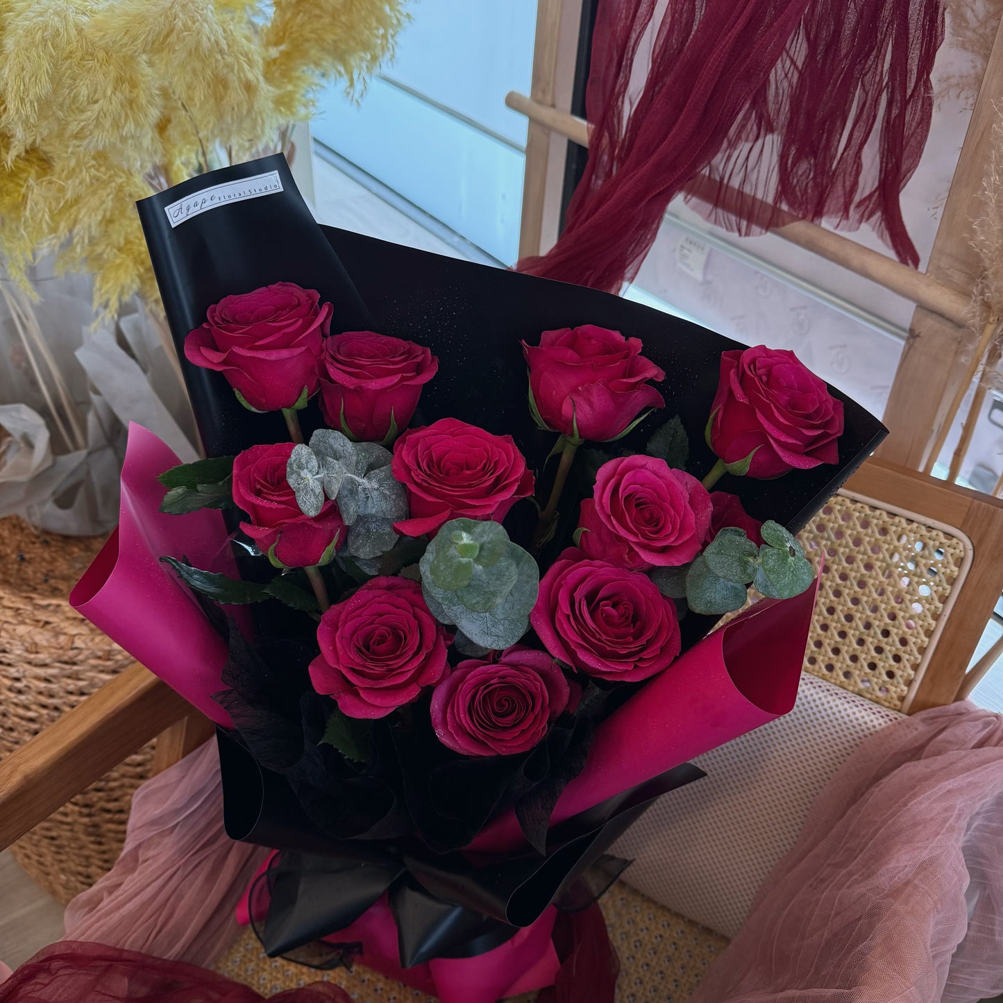 Classic Hot Pink Rose Bouquet (VDAY)