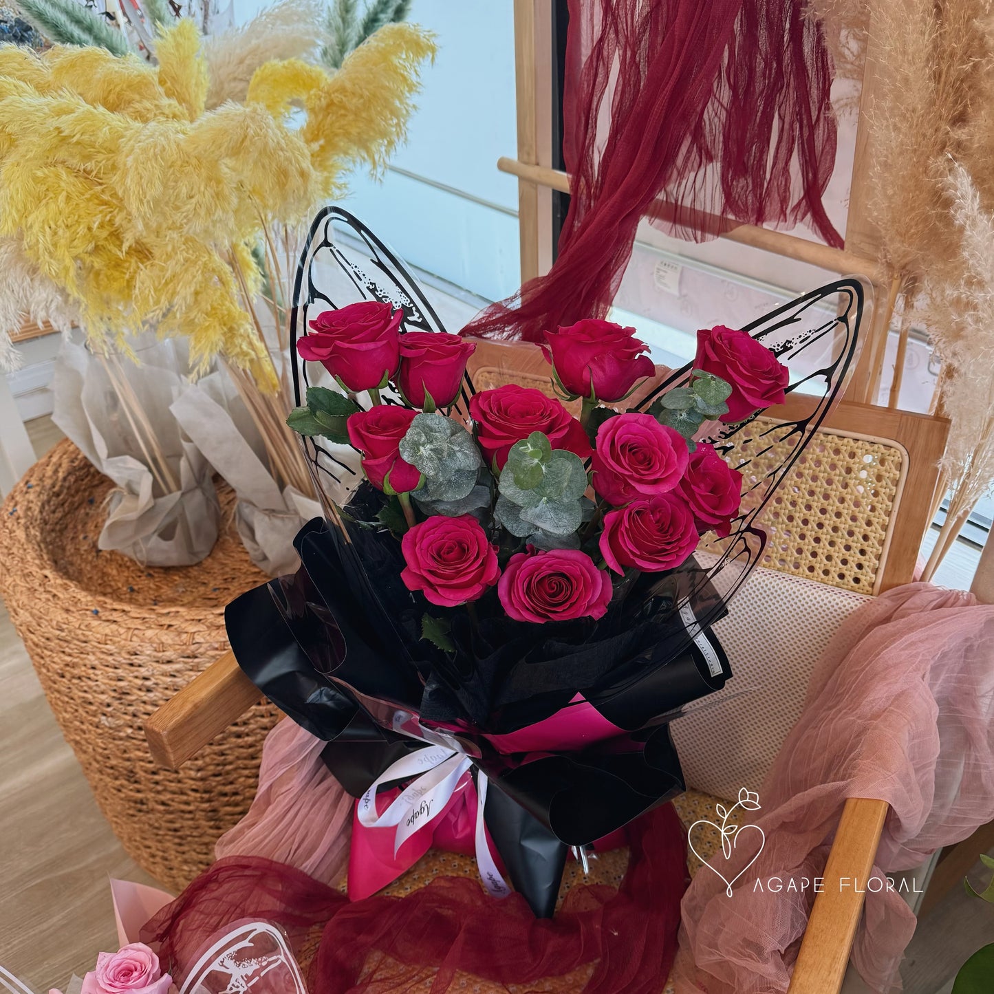 You're My Butterfly Bouquet (Hot Pink Rose)(VDAY)