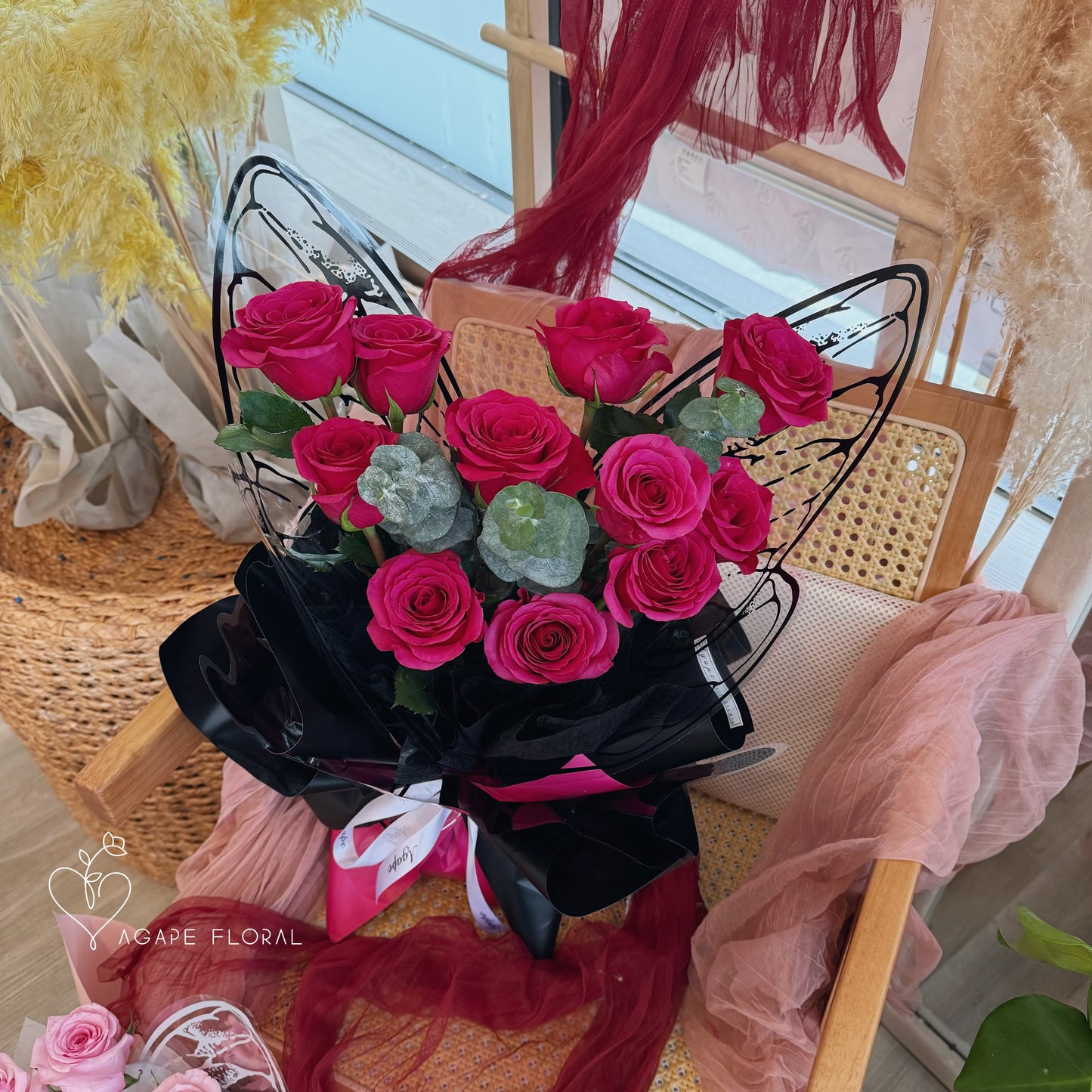 You're My Butterfly Bouquet (Hot Pink Rose)(VDAY)