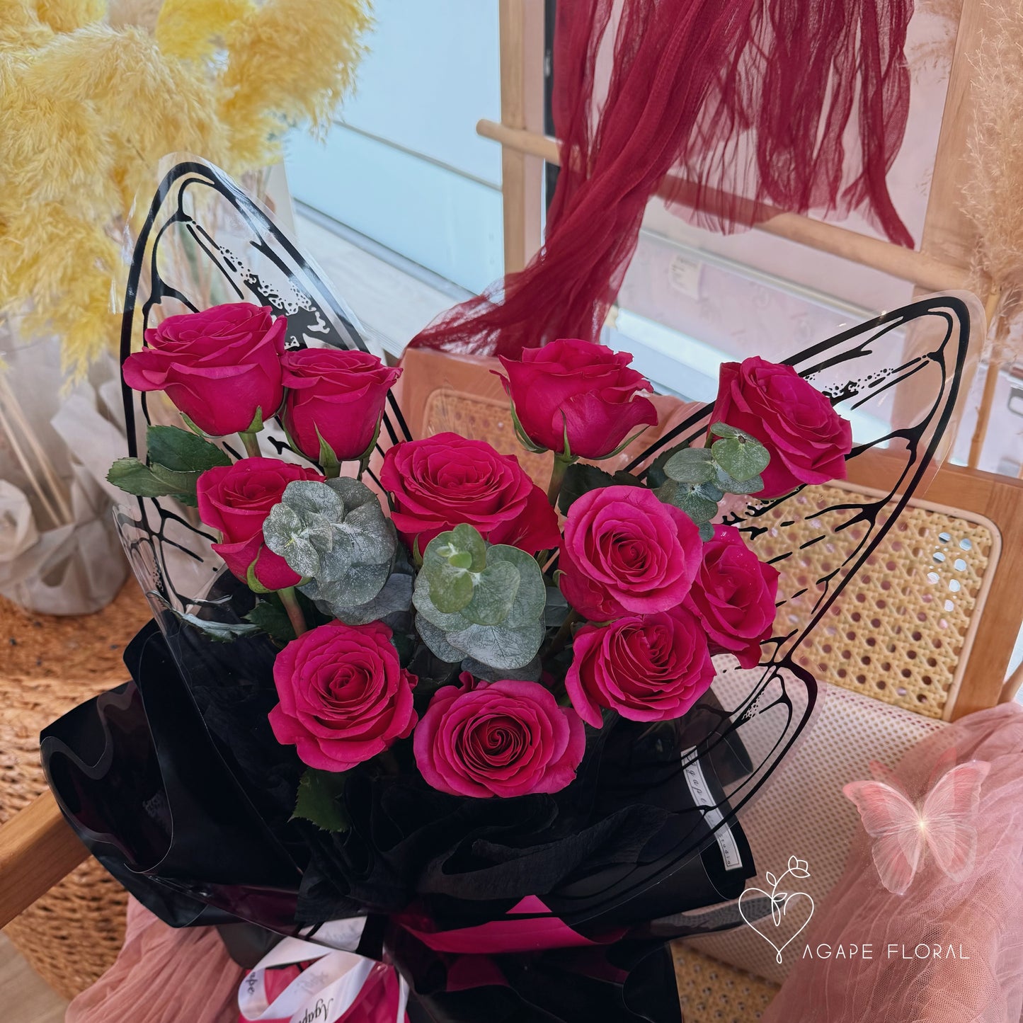 You're My Butterfly Bouquet (Hot Pink Rose)(VDAY)