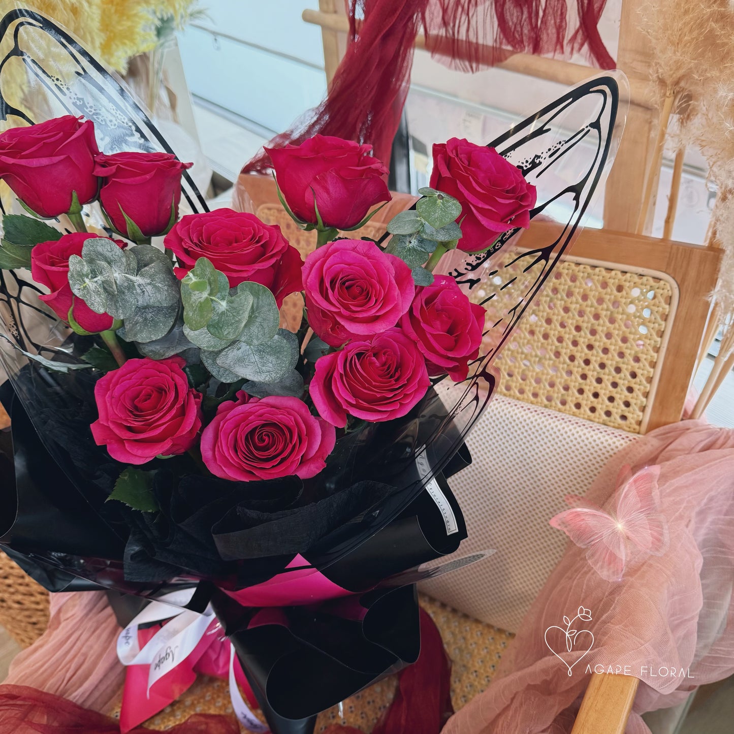 You're My Butterfly Bouquet (Hot Pink Rose)(VDAY)