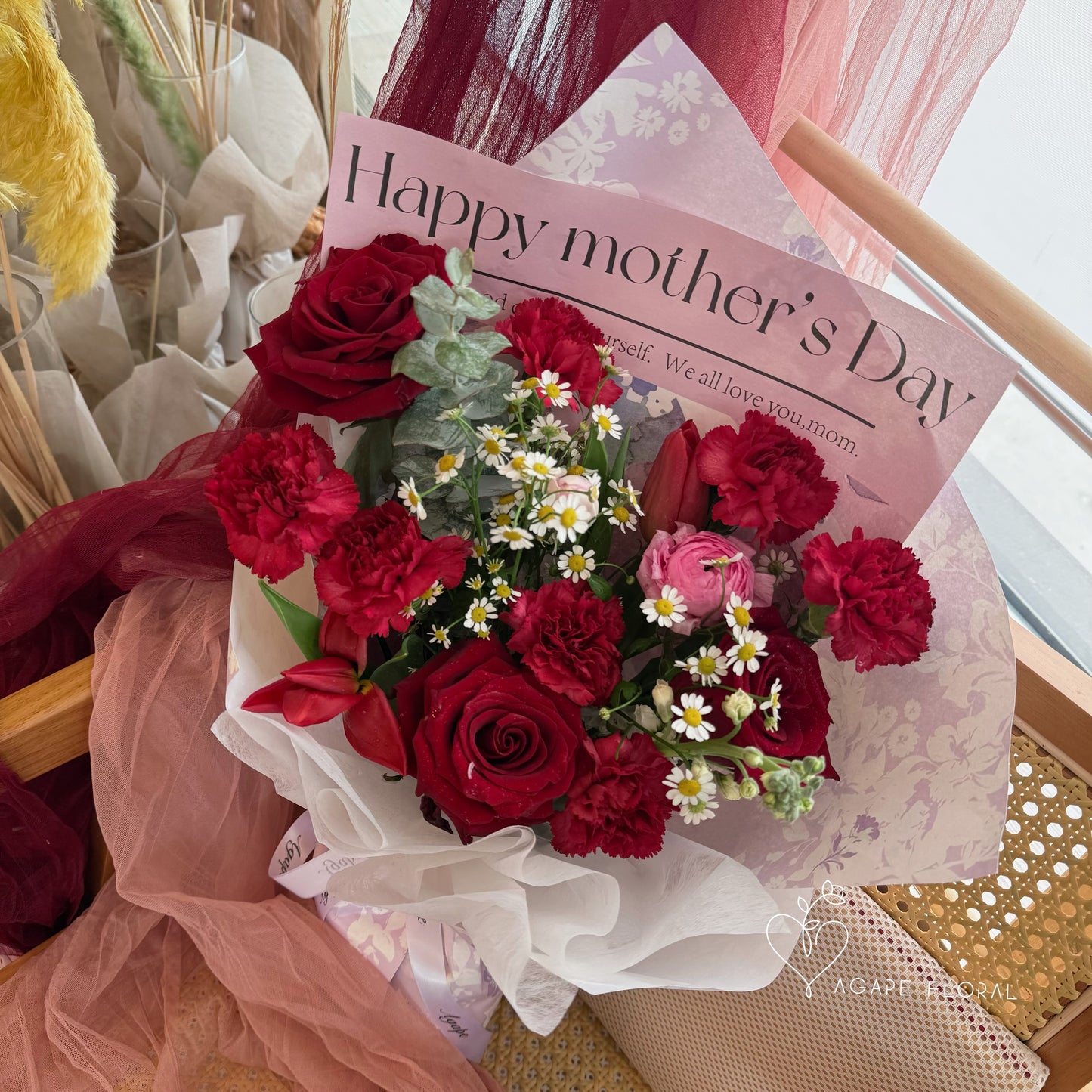 Happy Mother's Day Rosy Red Bouquet