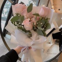 Load image into Gallery viewer, Petite Pink Rose Cone Bouquet