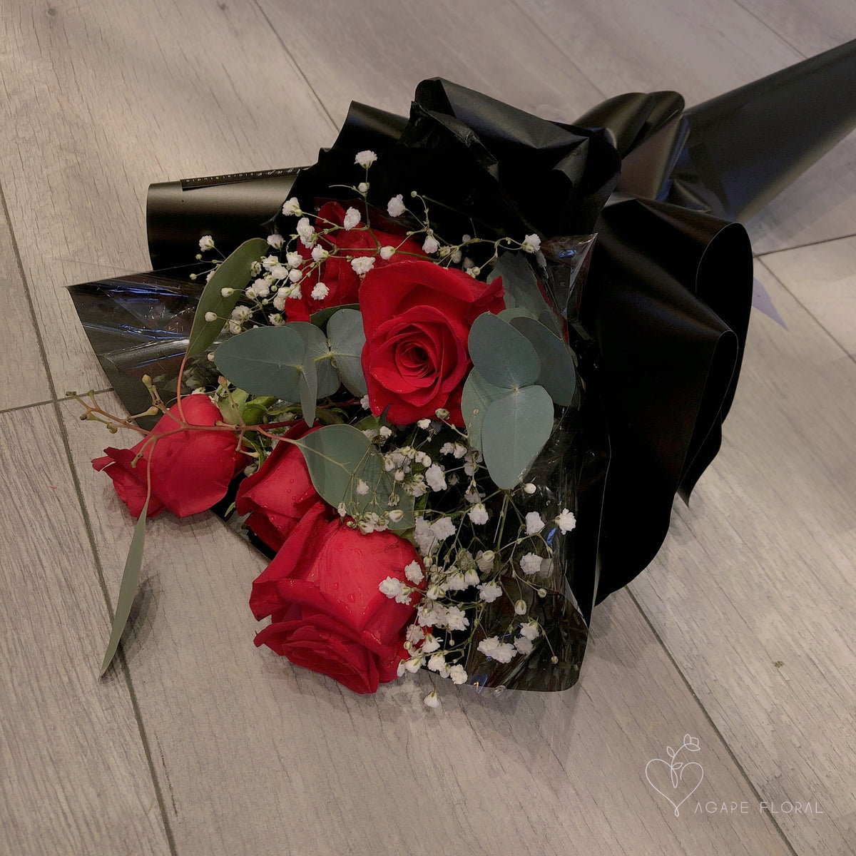 Cone Shape Red Roses Petite Red Rose Cone Bouquet – Agape Floral Studio